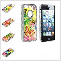 iPhone 5 5S Butterfly Diamond Chrome Case (Rainbow MIX)